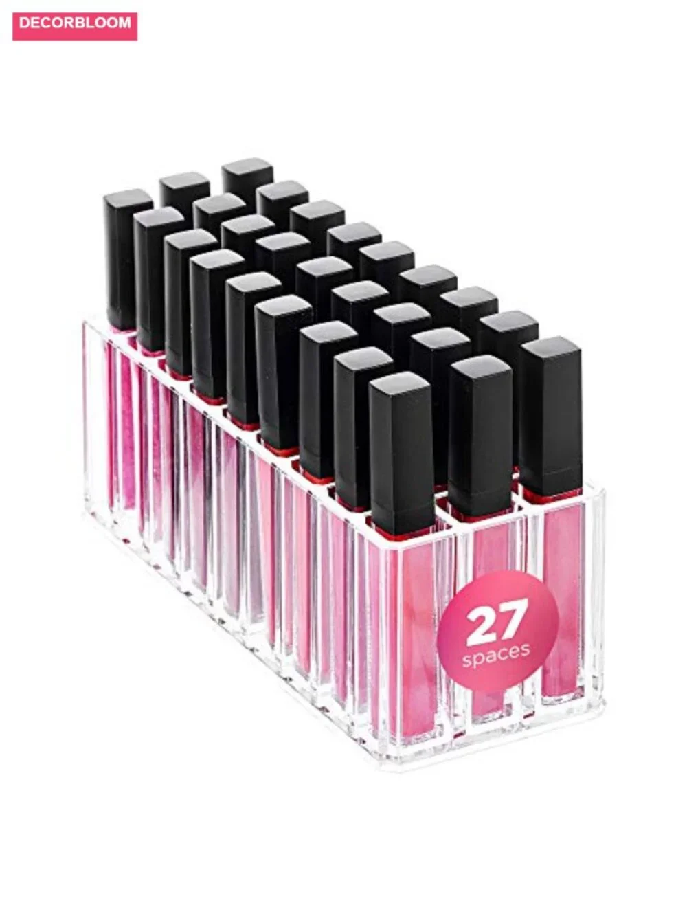 27 Slot Acrylic Makeup Organizer Vanity Drawer Storage Clear Lipstick Holder